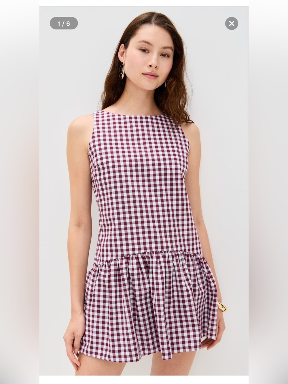 Peixoto Addison Mini Dress Merlot Gingham Size Small